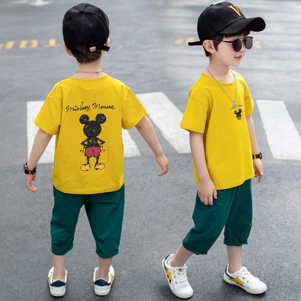 

детского короткие рукава набор нового koreanmouse хлопок белого t-shirtchildren одежда белой футболка футболка свободный двухсекционный кост