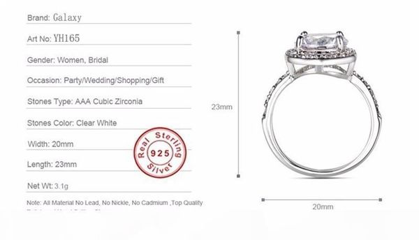 

k luxury real 925 sterling silver jewelry ring with s925 stamp 2 carat sona cz zircon wedding rings for women j29y, Slivery;golden