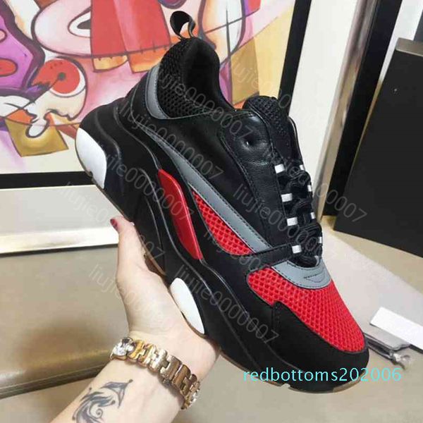 

new arrival canvas calfskin casual shoe mans woman sneaker fashion mixed colors black grey b22 technical knit designer shoes size 35-46 t01