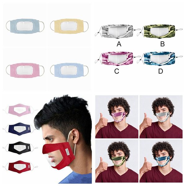 

deaf-mute transparent face mask camouflage washable reusable masks anti dust antifog earloop clear designer mask 12styles rra3298
