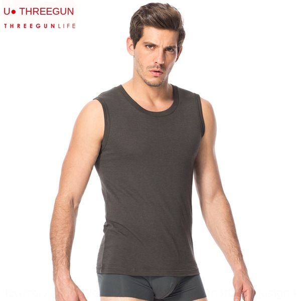 

counter three-gun men' summer wide shoulder t-shirt vest elastic thin slim fit sports breathable cool round neck casual t-shirt vest, White;black