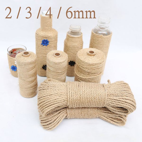 

yarn 100m 50m linen cords natural dry twine cord jute rope string thread for diy home party decoration wrapping 2-8mm, Black;white