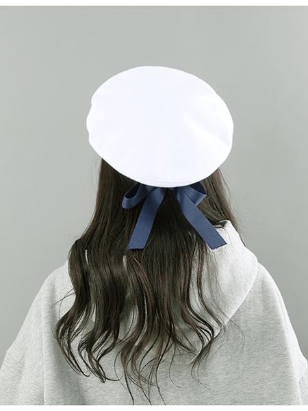

sweet and lovely handsome tie bow solid color age reduction flat navy hat children's autumn beret cap beret korean style, Blue;gray