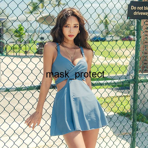 

лето-платье 2020 новый корейский стиль solid color цельный купальник женская backless sexy swimsuit женщин похудения юбка купальник для женщ, White;black