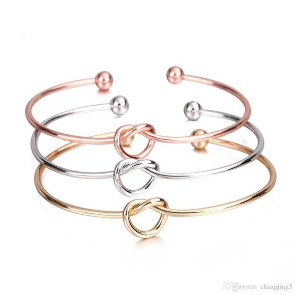 

metal zinc alloy rose gold color tie knot bracelet bangles simple twist cuff open bangles jewelry adjustable bangle for women jewelry, Black