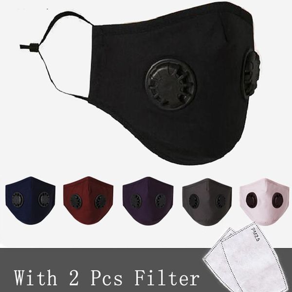 

double breathing valve face mask dustproof breathable reusable protective masks with 2 pcs filter yya183