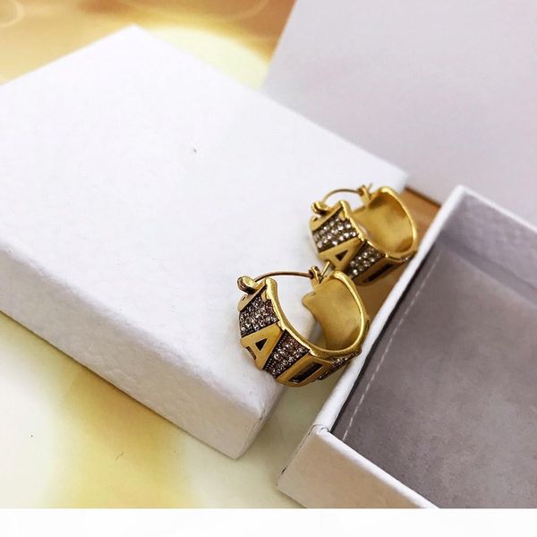 

r selling classic alphabet retro diamond personalized designer earrings luxury designer jewelry women earrings, Golden