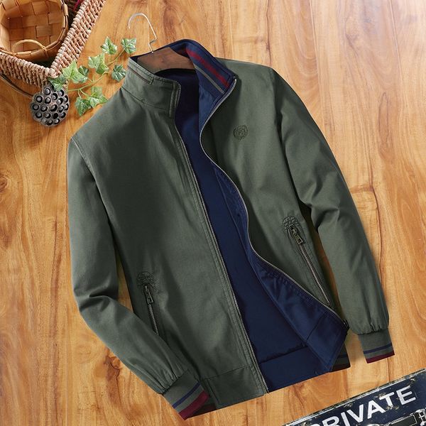 

middle-aged men's spring and autumn stand jacket collar jacket dad's double-sided casual men's thin coat, Black;brown