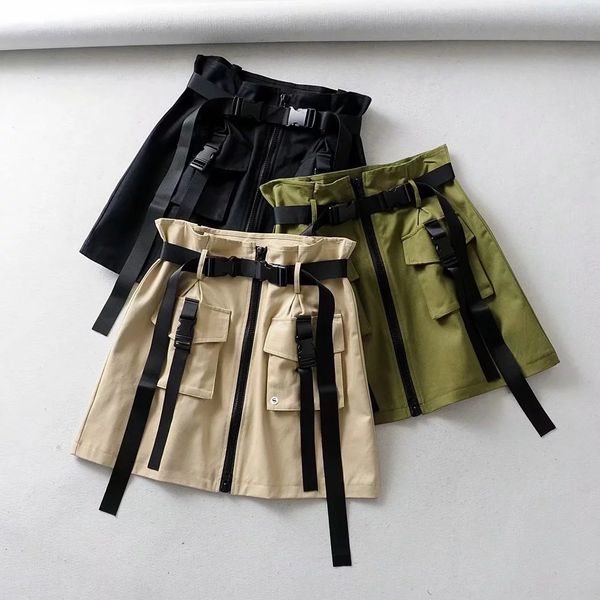 

new women's clothing 2019 spring and summer zipper high waist slim zipper belt decorative casual all-match skirt, Black