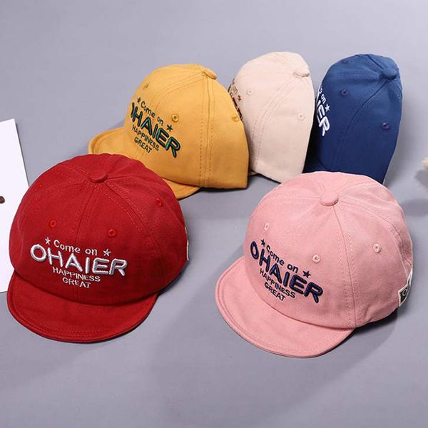 

cute children baseball cap letter embroiderey baby cap solid color cotton adjustable kids boys girls sun hat, Slivery;white