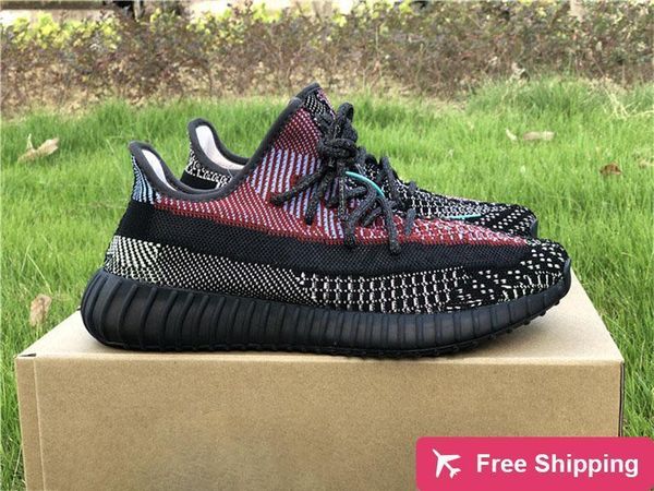 

originals v2 yecheil fw5190 yeezreel fx4130 men women running shoes 3m reflective primeknit black green authentic sneakers with box