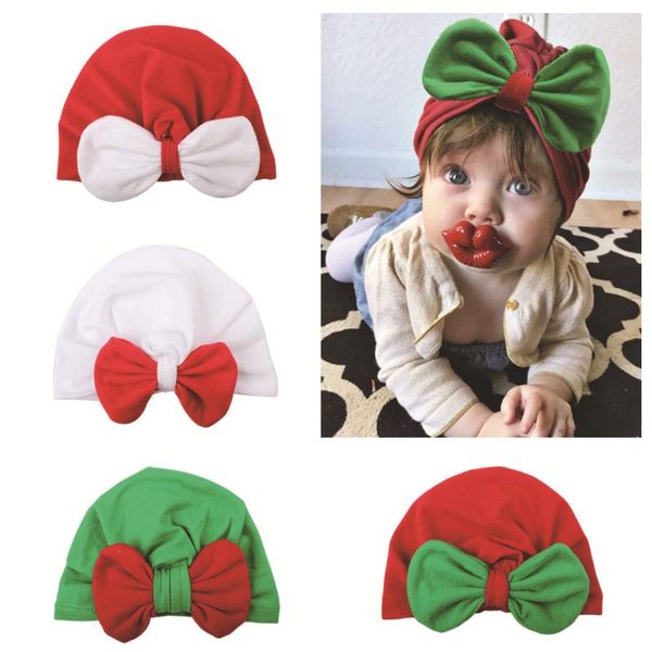 

2020 christmas new products new style europe and america baby contrast color bow knot india cap infant pullover hat, Yellow