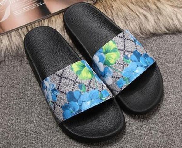 

r shoes luxury slide summer fashion wide flat slippery sandals slipper flip flop size 35-45 flower box cs02, Black