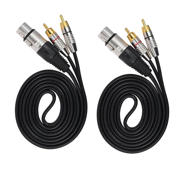 

2x xlr 3p female to 2rca male jack speaker audio splittercable connector 1m