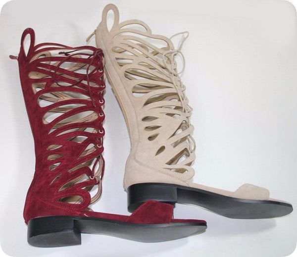 

lucky2020 style the same of shoes women's sandals hollow open toe strap low-heeled roman boots, Black