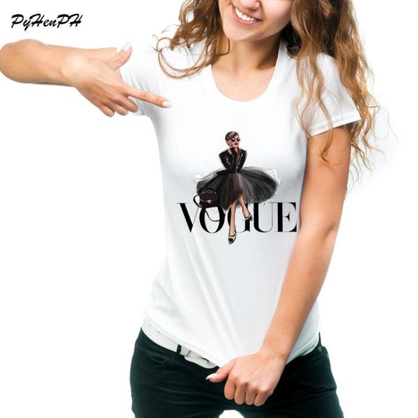 

vogue lady print t shirt 2020 summer fashion women t-shirt funny tshirts harajuku short sleeve casual tees lovrly, White