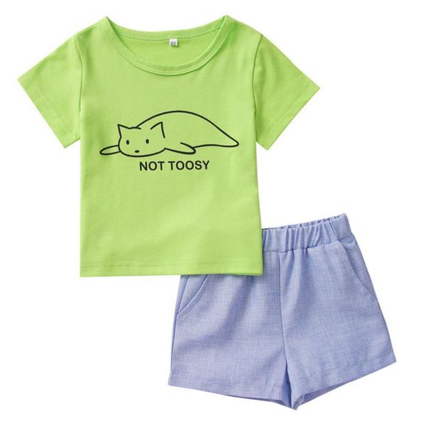 

sale summer kid boys clothes 2pcs sets short sleeve t-shirts and shorts casual cartoon printed boys costumes for 70cm-110cm d30, White