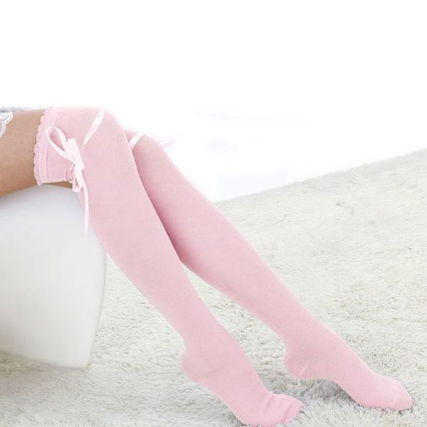 

1 pair fashion winter over knee socks warm thin high long knit cotton cute for girls ladies women 5 color, Black