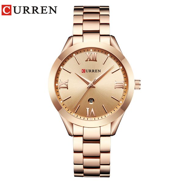 

curren gold watch women watches ladies 9007 steel women's bracelet watches female clock relogio feminino montre femme cx200720, Slivery;brown