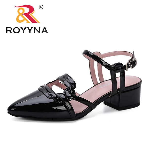 

royyna 2020 new popular ankle strap heels women sandals summer shoes feminimo pointed toe high heels party dress sandals trendy, Black