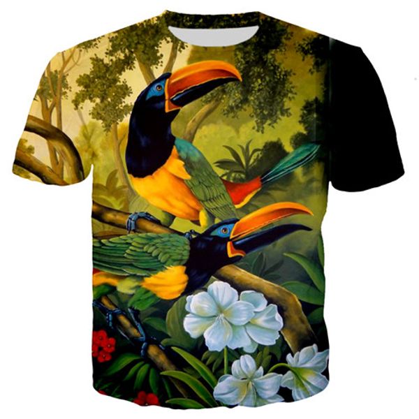 

mens print 3d harajuku women tshirt parrot flamingos summer t-shirt bird peacock floral hip tees animal hawaiian ojbxh