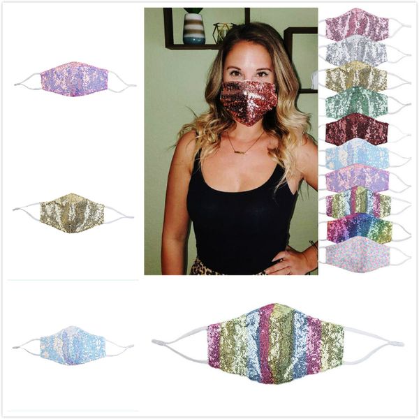 

sequin bling mouth mask rhinestone crystal face veil decoration club mask bling bling gold glitter face dust cover party mask 11 colors