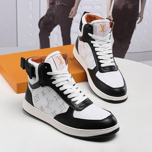 

new 2020 mens shoes sneakers plus size flats casual men shoes luxury leather comfortable rivoli sneaker boot fashion boots sale, Black
