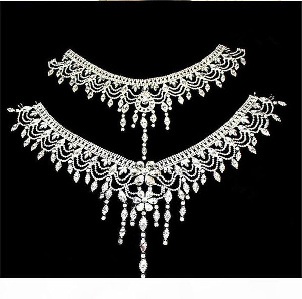 

элегантные свадебные платья плеча цепи ожерелье тела цепи wrap серебряный кристалл rhinestone пром ювелирные изделия кулон ожерелье аксессуа, Silver
