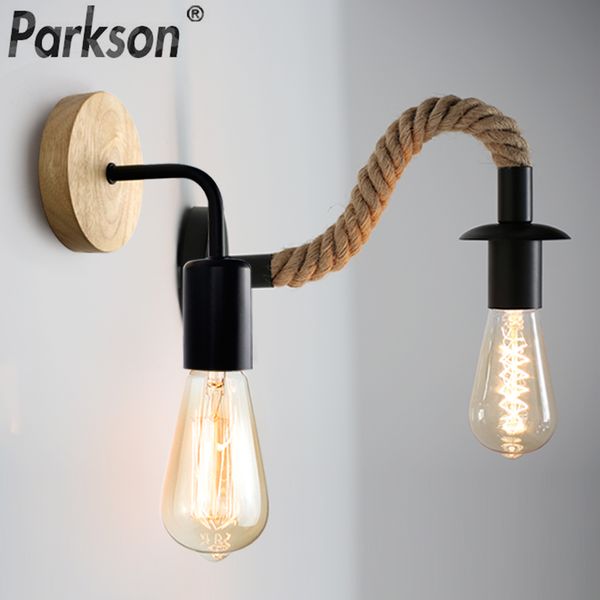 

wall lamp vintage rope wood e27 110v 220v indoor loft outdoor corridor lights industrial sconce bedside