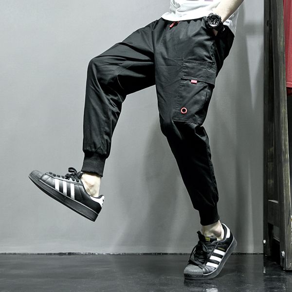 

men's pants the department of k8111 spring elastic waist drawstring male casual trousers p60 code haren feet control 88], Black