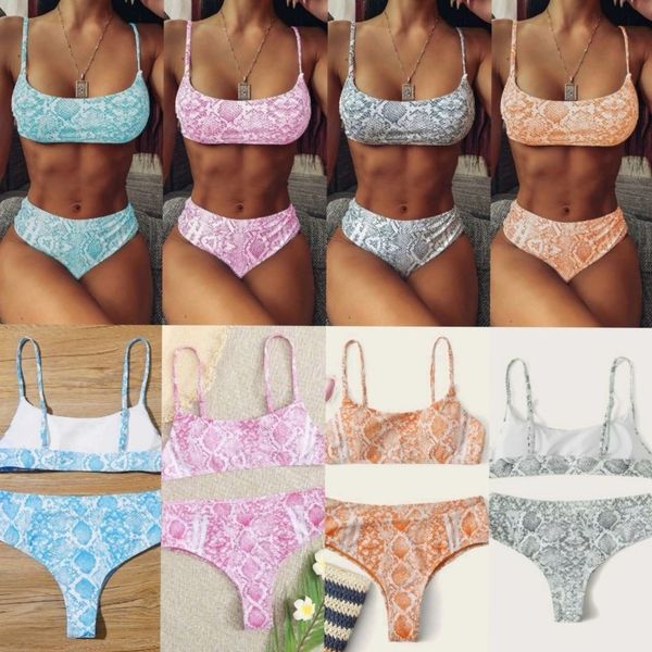 

20ss новый небольшой груди вязать купальник дамы печати купальник сексуальный змея бикини высокого качества оптовой поддержки, White;black