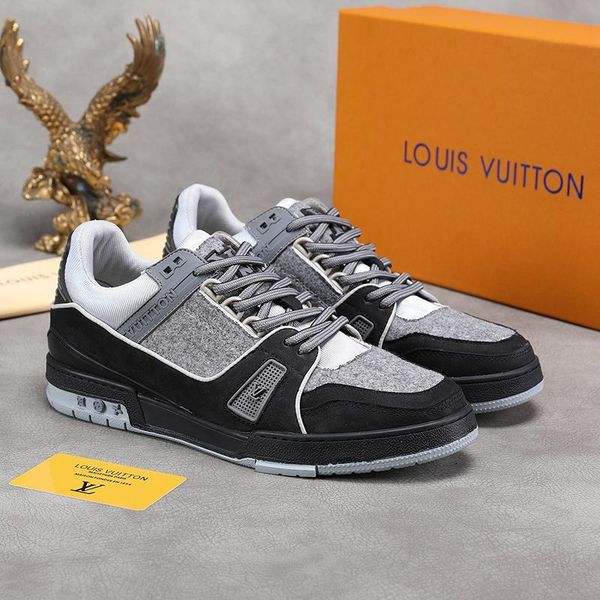 

new men shoes sneakers chaussures pour hommes trainer sneaker with box mens shoes fashion type vintage zapatos de hombre lousviton drop ship, Black