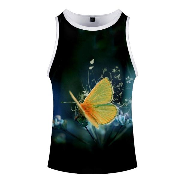 

2020 butterfly print 3d print fashion cool basketball hipster comfortable summer o-neck summer sleeveless men/women, White;black