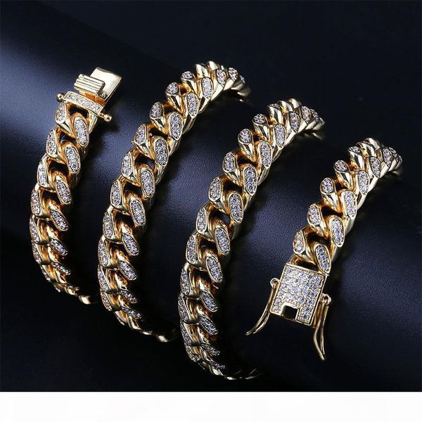 

iced out chains designer necklace hip hop jewelry mens gold chain diamond cuban link luxury designer style charms fashion wedding accessorie, Silver