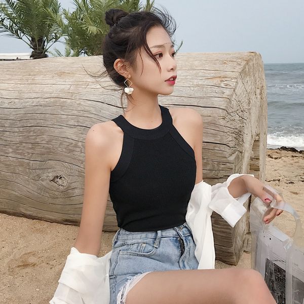 

iiqbb shanshan new all-match basic slim inner knitted camisole women's outer neck shanshan new all-match basic slim inner knitted camis, Camo