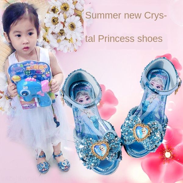 

girls' sandals 2020 new korean fashion crystal soft sole aisha ice princess sandals children's shoes children's shoes, Black;red