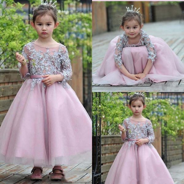 

lace flower girl dresses for wedding capped short sleeves illusion sheer first holy communion dress with belt bohemian, Red;yellow