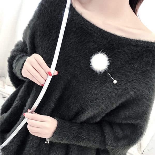 

autumn and winter new korean mink fur ball brooch pin pearl high-end woman accessories fashion corsage charm, Golden