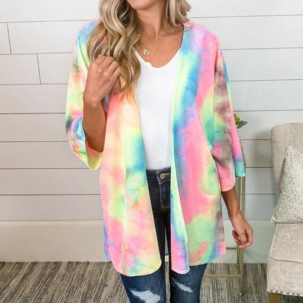 

2020 summer bohemian beach dress women fashion knitting tie-dyed bikini cover-ups blouse suit beach swimsuit smock #3, White;black