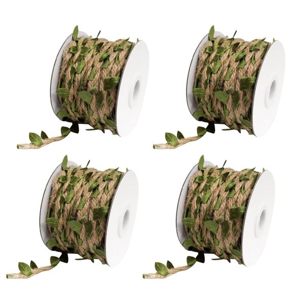 

барлеп шпагата лоза с искусственным листьев garland для diy ремесел и декора (4 рулоны, 5m, Black;white