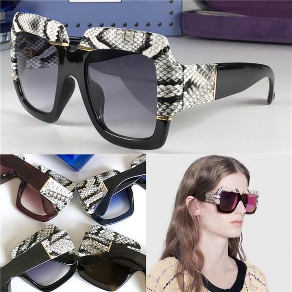 

new fashion women designer sunglasses square snake skin frame popular generous elegant style 0484 uv400 protection glasses, White;black