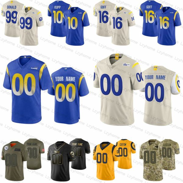 

custom mens women kids aaron donald robert woods los angeles ram football jersey cooper kupp jared goff cam akers jalen ramsey, Black;red