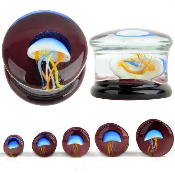 

glass ear stud sea jellyfish ear shell european and american popular jewelry amazon popular glass jewelry, Golden;silver