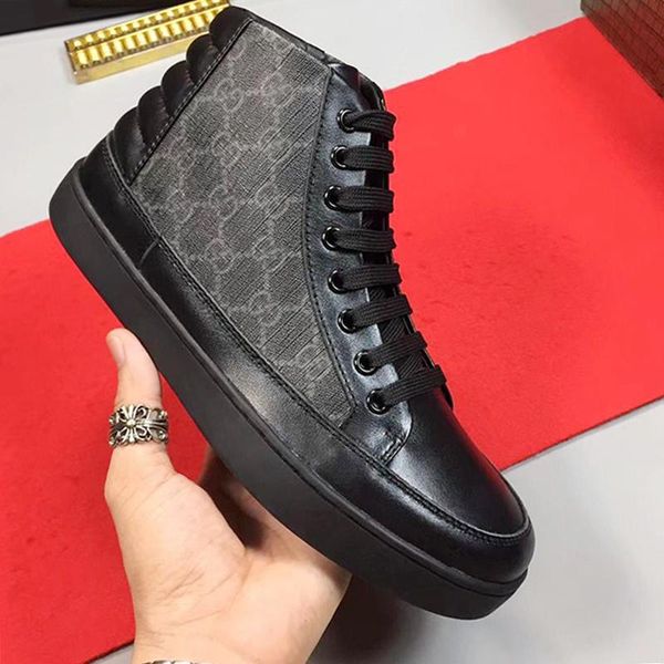 

new arrival men 's high sneaker sports mens shoes outdoor walking footwears lace -up luxury style men shoes chunky sn, Black