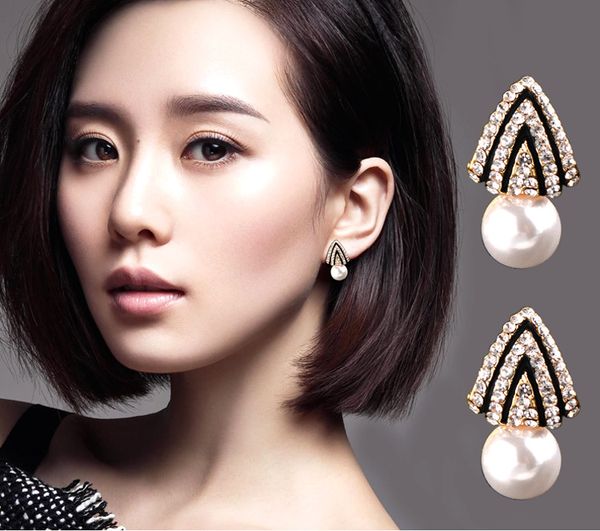 

925 pure silver studs earrings for women red pearl eardrop for female temperament ear protection allergy