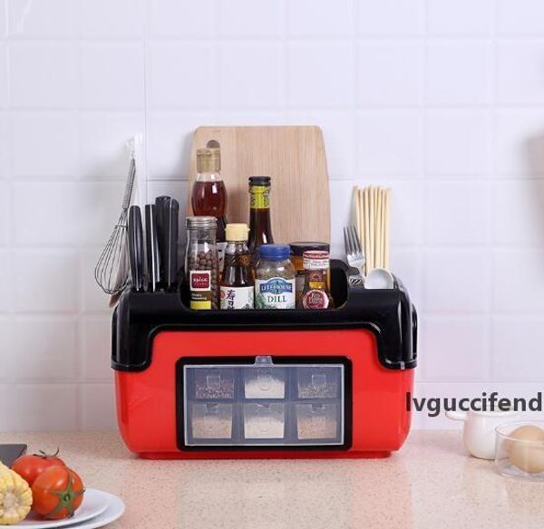 

kitchen utensils combination knife holder multi-function seasoning box kitchen storage set creative plastic rack
