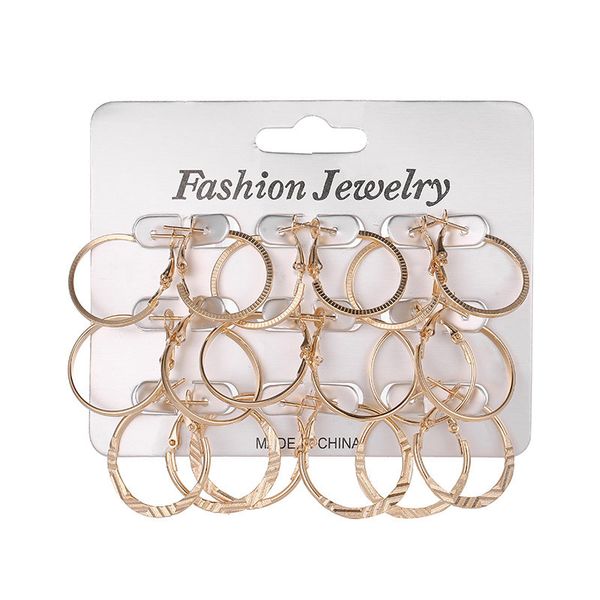

punk 9pairs/lot hoop earrings set for women gold color small round circle earring set fashion ear jewelry brincos, Golden;silver