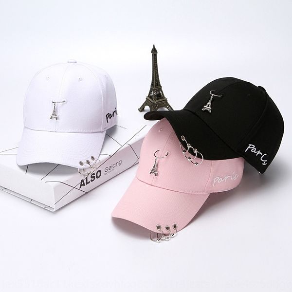 

white season iron ring baseball hat female summer male korean casual all-match trendsetter cap new baseball cap, Blue;gray