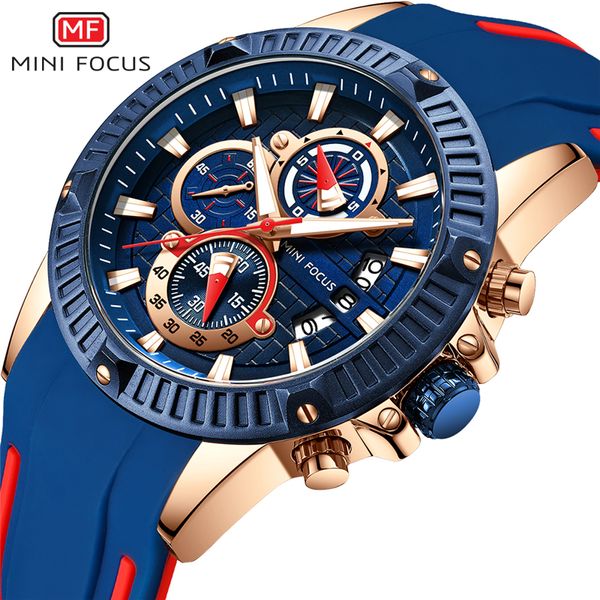 MINI FOCO Mens Relógios Top Marca de luxo da moda Sport Watch Men Waterproof Quartz Relogio Masculino Silicone Strap Reloj Hombre CX200805