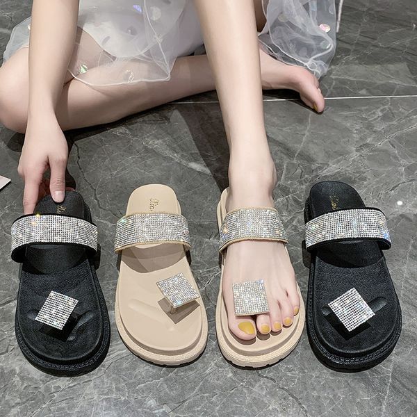 

wearable female sandals and slippers summer fashion thick bottom beach student wild shoes women's shoe, Black